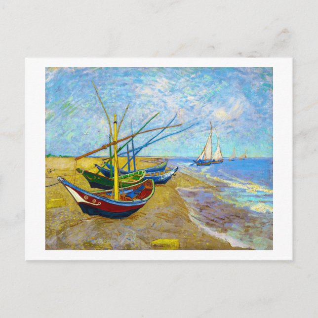 Fischerboote am Strand von Vincent Van Gogh Postkarte (Vorderseite)