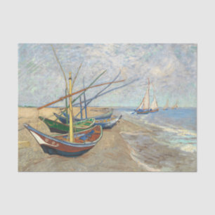 Fischerboote am Strand von Vincent Van Gogh Seidenpapier