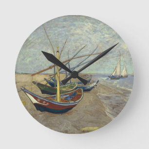 Fischerboote an der Wall Clock Runde Wanduhr