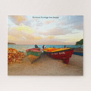 Fischerboote an einem Jamaika Strand. Jigsaw Puzzl