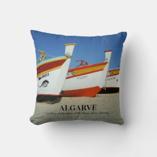 Fischerboote auf dem Foto der Algarve Kissen