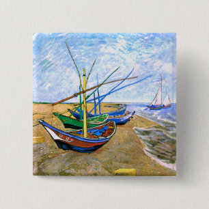 Fischerboote Beach Saintes-Maries Van Gogh Fine Button