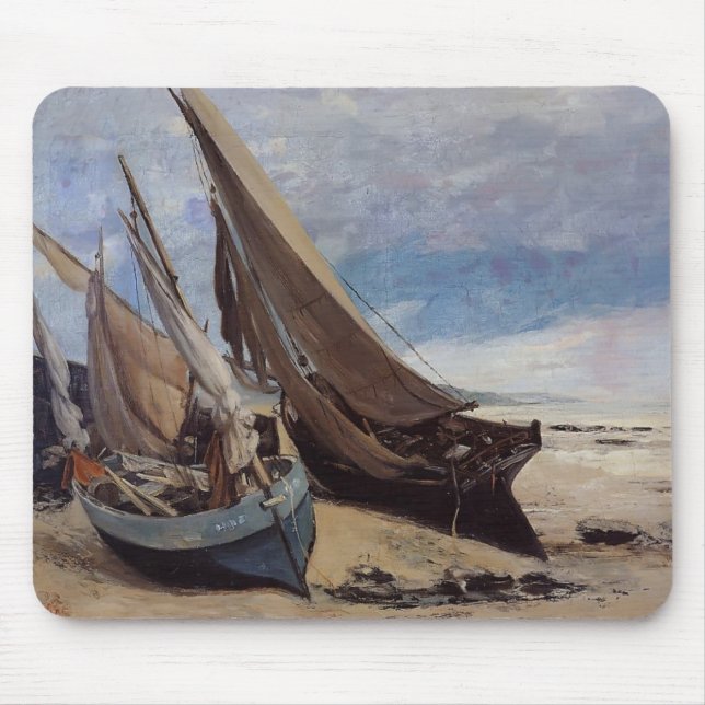 Fischerboote Gustave Courbet- auf Deauville-Strand Mousepad (Vorne)