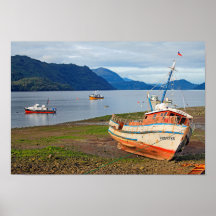 Fischerboote, Hornopiren, Chile