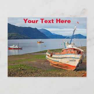 Fischerboote, Hornopiren, Chile Postkarte
