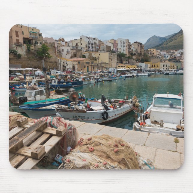 Fischerboote im Hafen Castellammare Del Golfo Mousepad (Vorne)