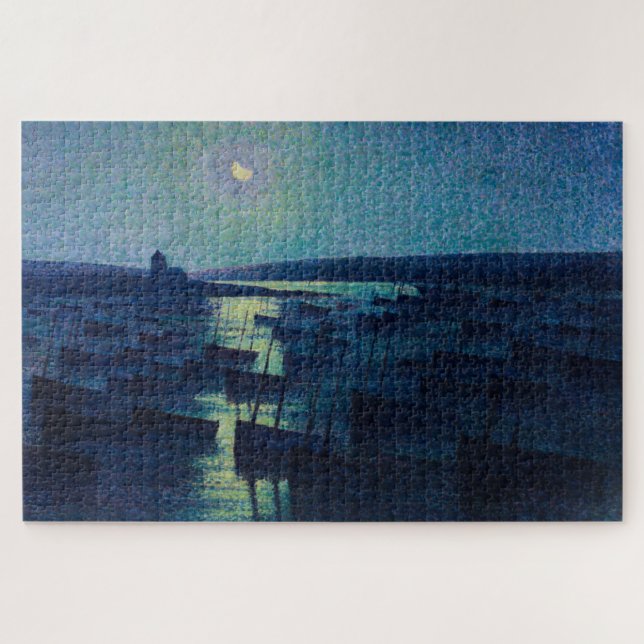 Fischerboote im Mondlicht (Camaret, Frankreich) (Horizontal)