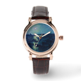 Fischerboote im Mondlicht (Camaret, Frankreich) Armbanduhr