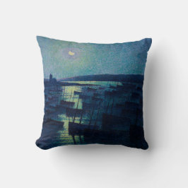 Fischerboote im Mondlicht (Camaret, Frankreich) Kissen