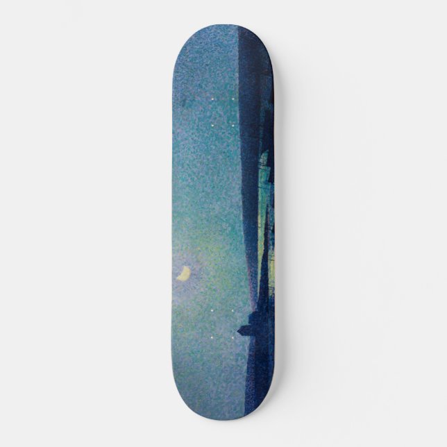 Fischerboote im Mondlicht (Camaret, Frankreich) Skateboard (Vorderseite)