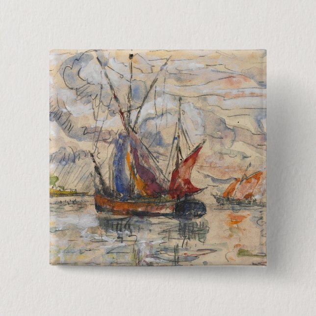 Fischerboote in La Rochelle, c.1919-21 Button (Vorderseite)