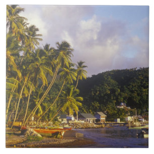 Fischerboote, Soufriere, St Lucia, Karibik Fliese