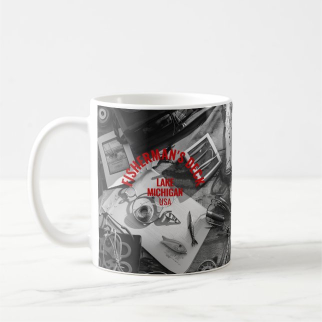 Fischerdeck Schwarz-Weiß-Tasse Kaffeetasse (Links)