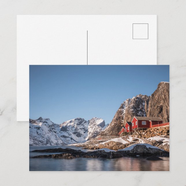 Fischerdorf Lofoten Postkarte (Vorne/Hinten)