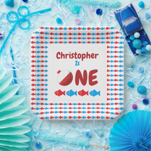 Fischerei 1. Geburtstag Pappteller (Party)