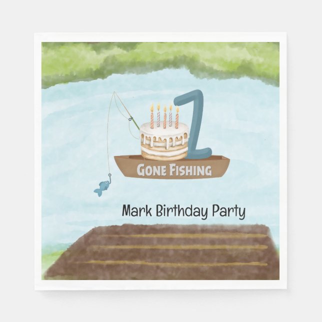 Fischerei 1. Geburtstag Serviette (Vorderseite)