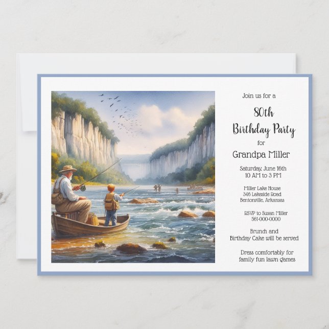 Fischerei 50. Geburtstag Einladung (Vorderseite)