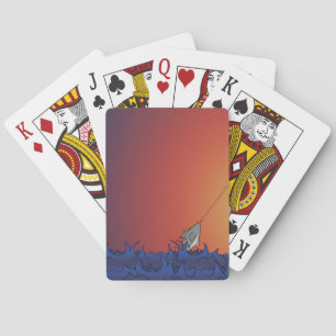 Fischerei am Sonnenaufgang Spielkarten