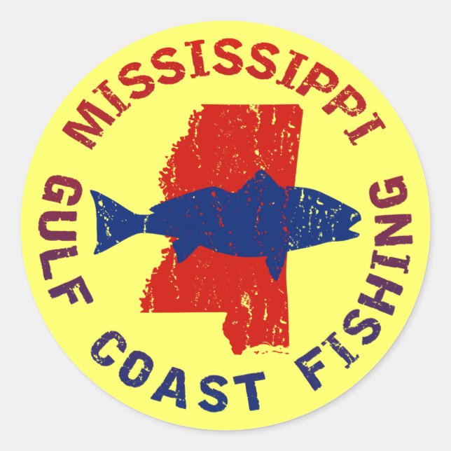 Fischerei an der Golfküste von Mississippi Runder Aufkleber (Vorderseite)