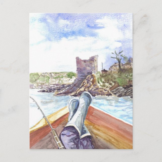 Fischerei auf polnische Postkarte (Vorderseite)