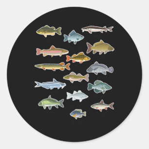 Fischerei auf Süßwasserfische Runder Aufkleber