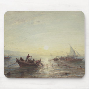 Fischerei bei Sonnenaufgang vor der Küste bei Mars Mousepad