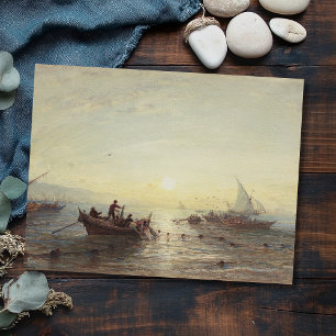 Fischerei bei Sonnenaufgang vor der Küste bei Mars Postkarte