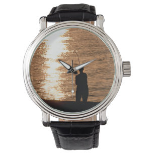 Fischerei bei Sonnenuntergang Armbanduhr