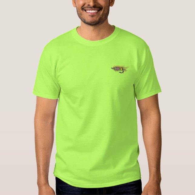 Fischerei der Fliege Besticktes T-Shirt (Vorderseite)