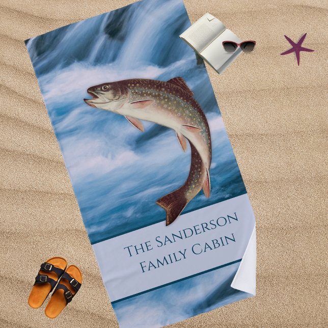 Fischerei Fischen Regenbogenforellen Blau Strandtuch (Von Creator hochgeladen)