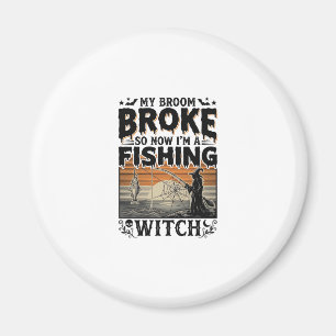 Fischerei-Hexen-Halloween-Vintage-Vektordesign_1 Magnet