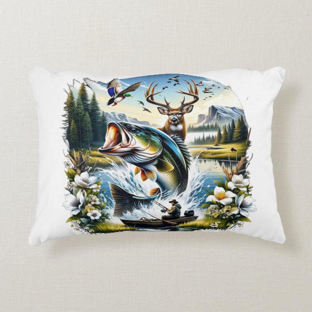 Fischerei, Hirsch, Entenjagd Dekokissen (Vorderseite)