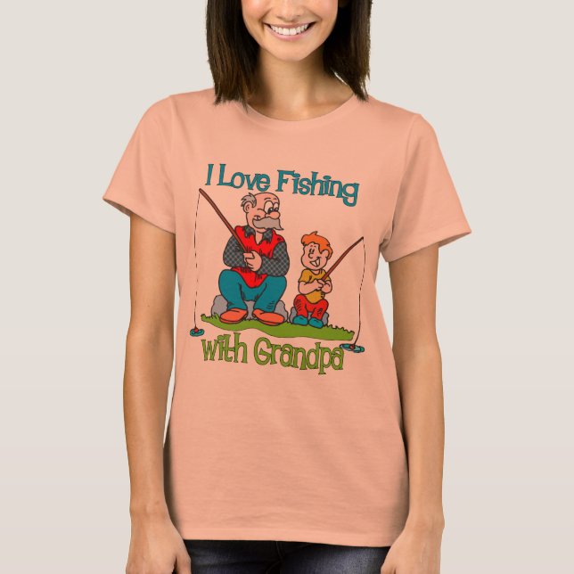 Fischerei - I Liebe Fischerei mit Großvater T-Shirt (Vorderseite)