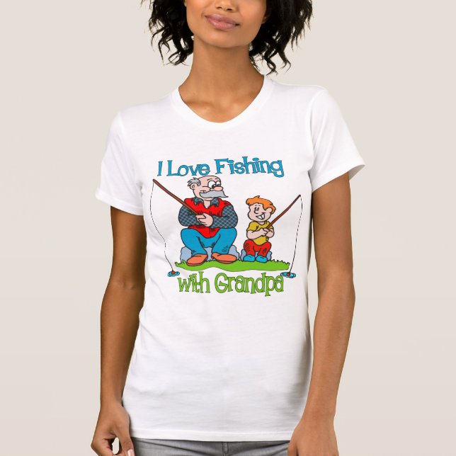 Fischerei - I Liebe Fischerei mit Großvater T-Shirt (Vorderseite)