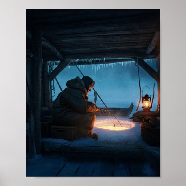 Fischerei im Winter Poster (Vorne)