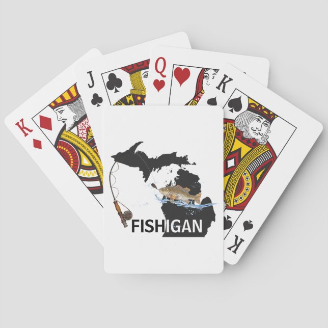 Fischerei in der Grafik von Michigan Spielkarten (Rückseite)