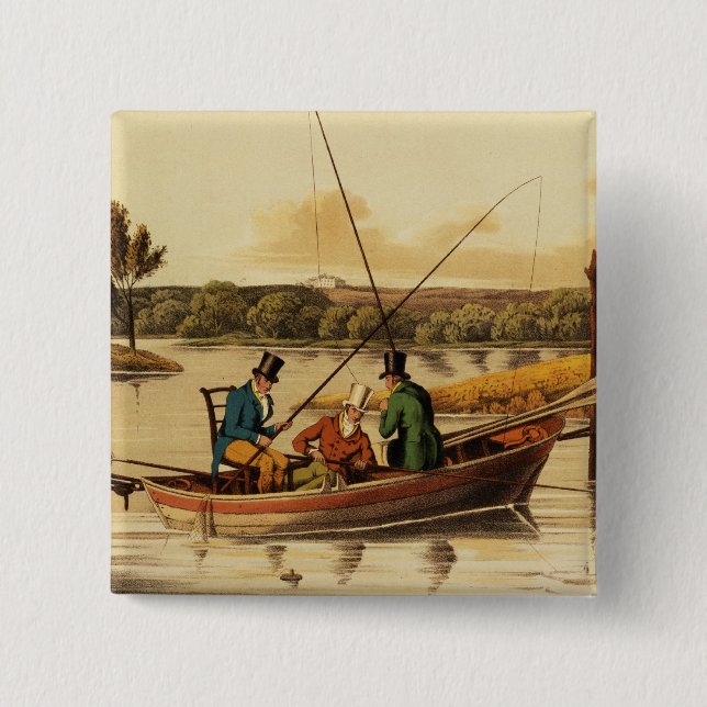 Fischerei in einem Stocherkahn, aquatinted von I. Button (Vorderseite)