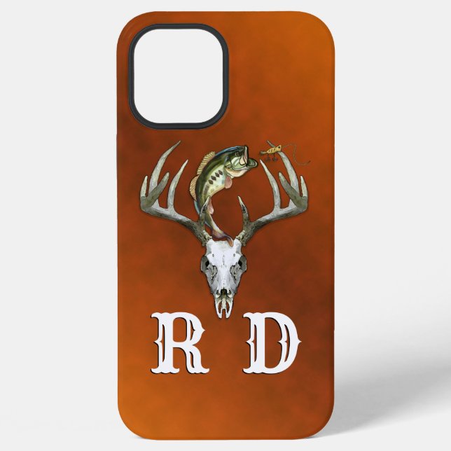 Fischerei-Jagd-Monogramm iPhone 12 Pro Max Hülle (Rückseite)