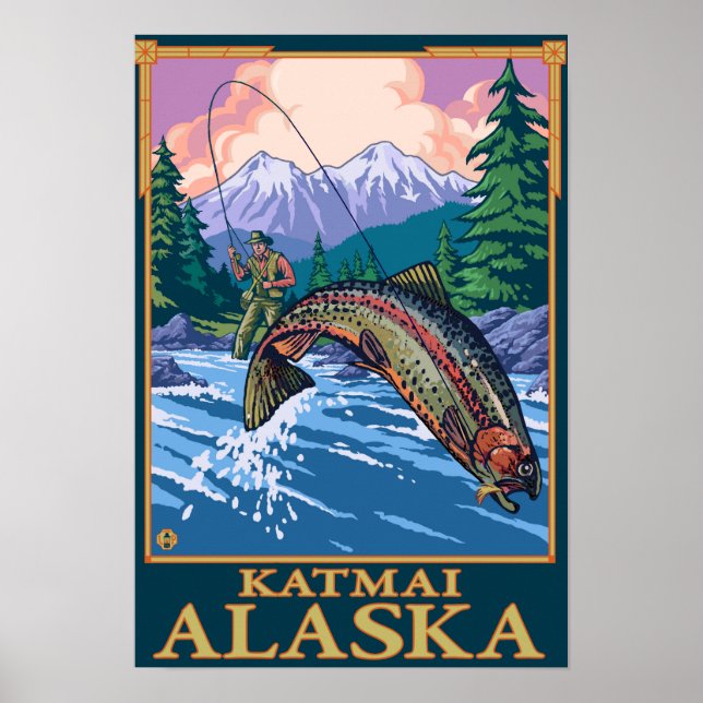 Fischerei - Katmai, Alaska Poster (Vorne)