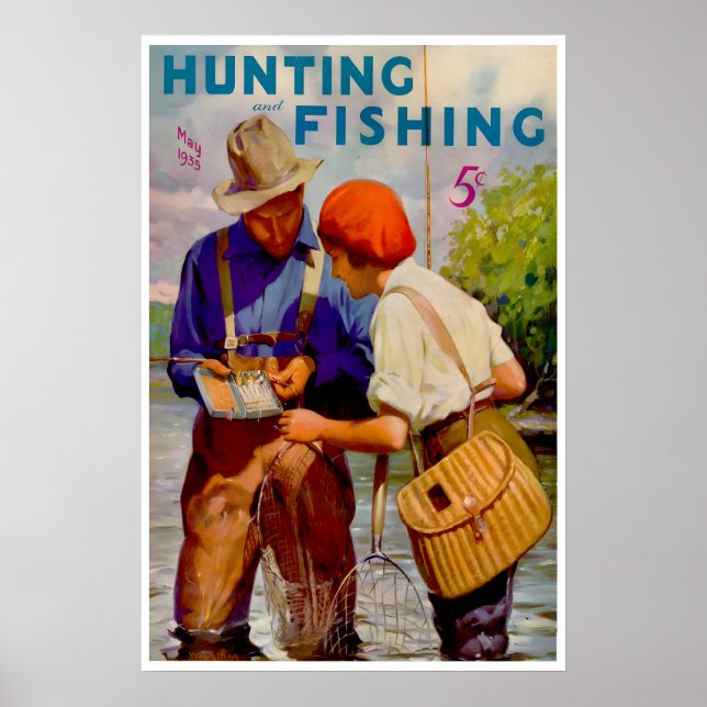 Fischerei Kunst Jagd- und Fischereimagazin Poster (Vorne)