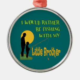 Fischerei mit kleinem Bruder Silbernes Ornament