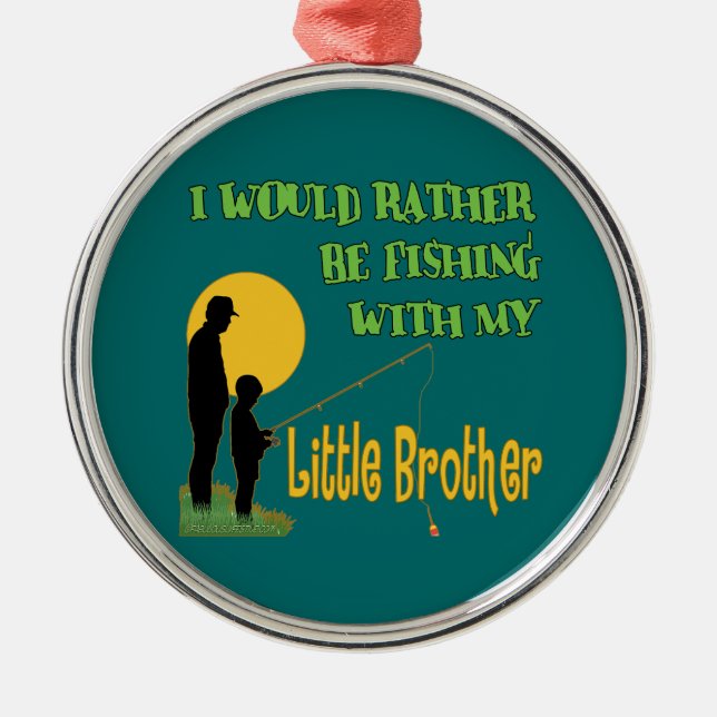 Fischerei mit kleinem Bruder Silbernes Ornament (Vorne)