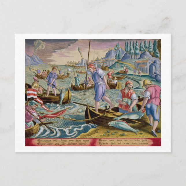 Fischerei mit Nets und Tridents im Golf von Neapel Postkarte (Vorderseite)