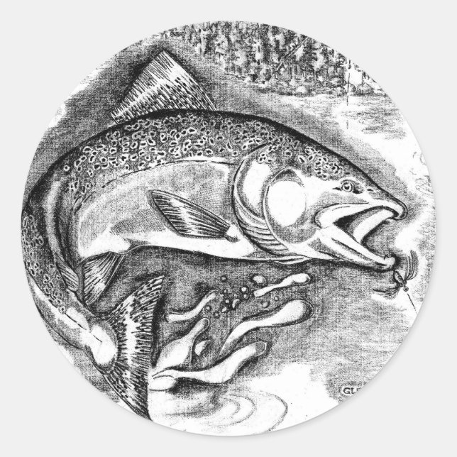 Fischerei Runder Aufkleber (Vorderseite)