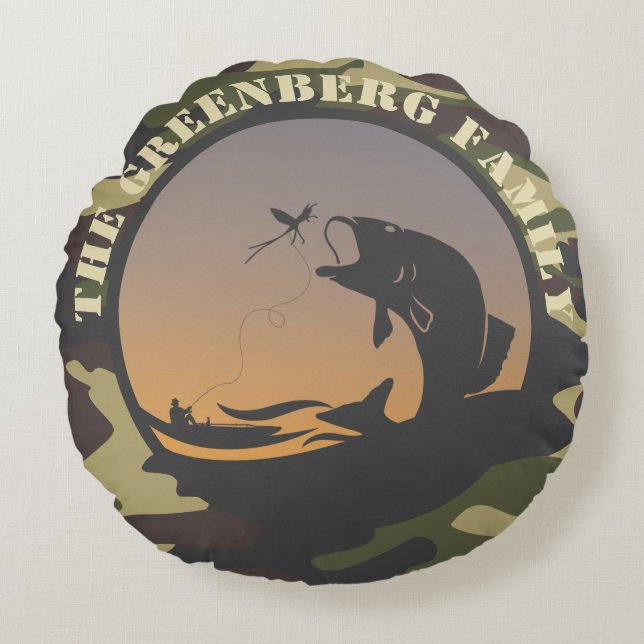 Fischerei und Camouflage Rundes Kissen (Vorderseite)