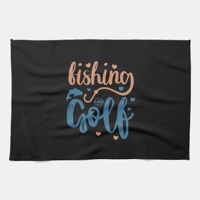 Fischerei und Golf Geschirrtuch (Horizontal)