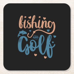 Fischerei und Golf Rechteckiger Pappuntersetzer