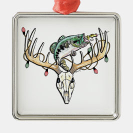 Fischerei und Jagd auf Bass und Hirsch Ornament Aus Metall