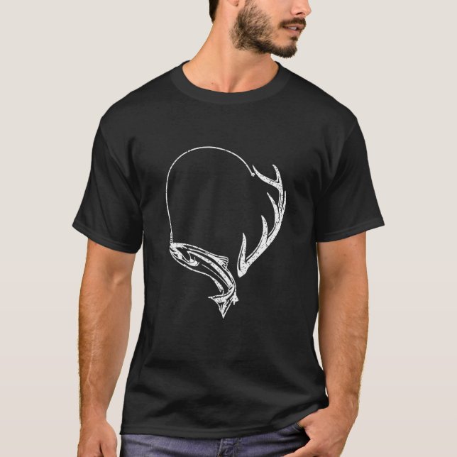 Fischerei und Schattenjäger Elch Hirsche Jagd Lo T-Shirt (Vorderseite)