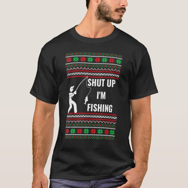 Fischerei-Weihnachts-Hässlicher-Pullover Für Angle T-Shirt (Vorderseite)